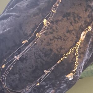 Van Galz Gold Accent Multi-Strand Brown Cord Necklace 34 + In.
